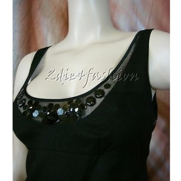 NWT REBECCA TAYLOR Slim Fitted Black Beaded Wool Crepe Top 10 - Picture 3 of 5